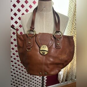 Francesco Biasia brown leather shoulder bag.